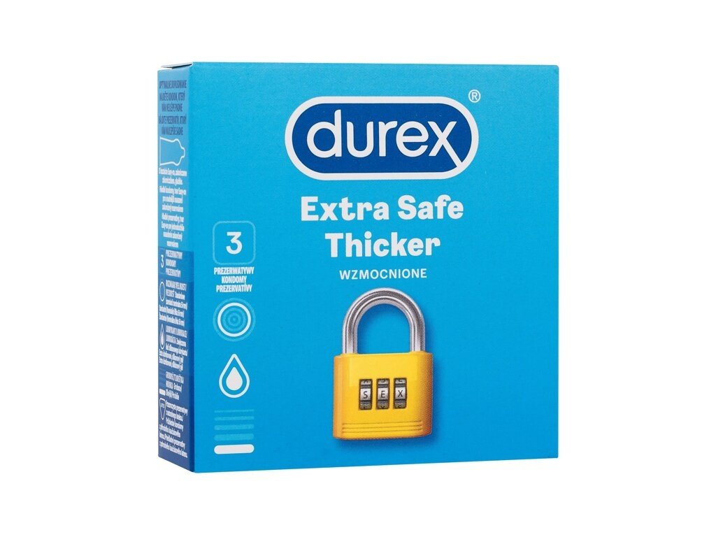 Durex - Extra Safe Thicker - For Men, 3 pc