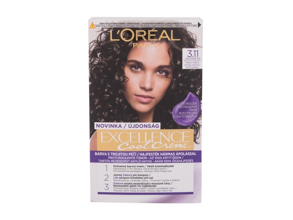 L'Oréal Paris - Excellence Cool Creme 3,11 Ultra Ash Dark Brown - For Women, 48 ml