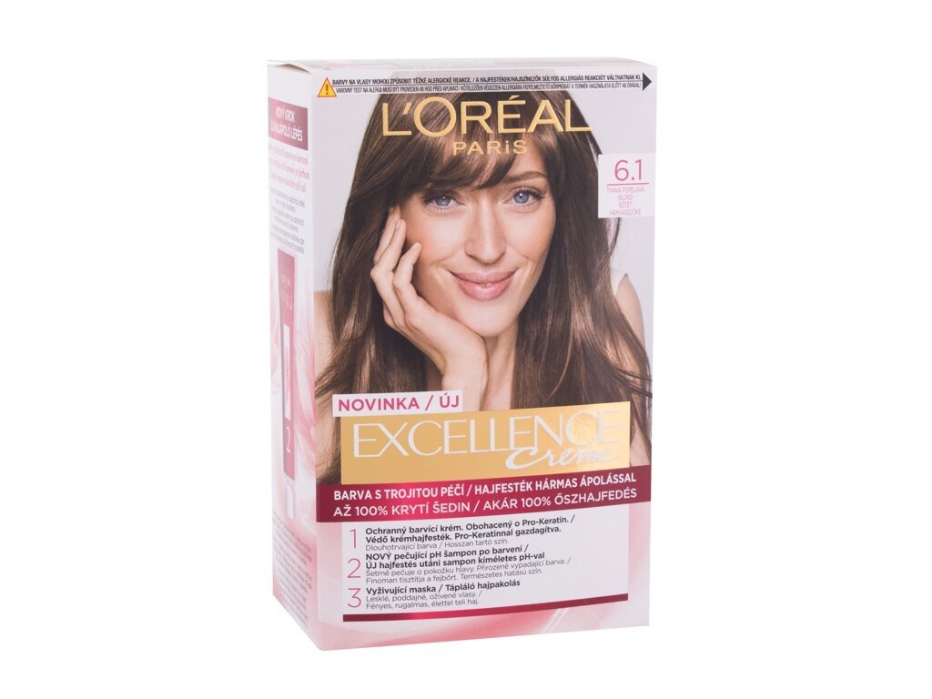 L'Oréal Paris - Excellence Creme Triple Protection 6,1 Natural Dark Ash Blonde - For Women, 48 ml